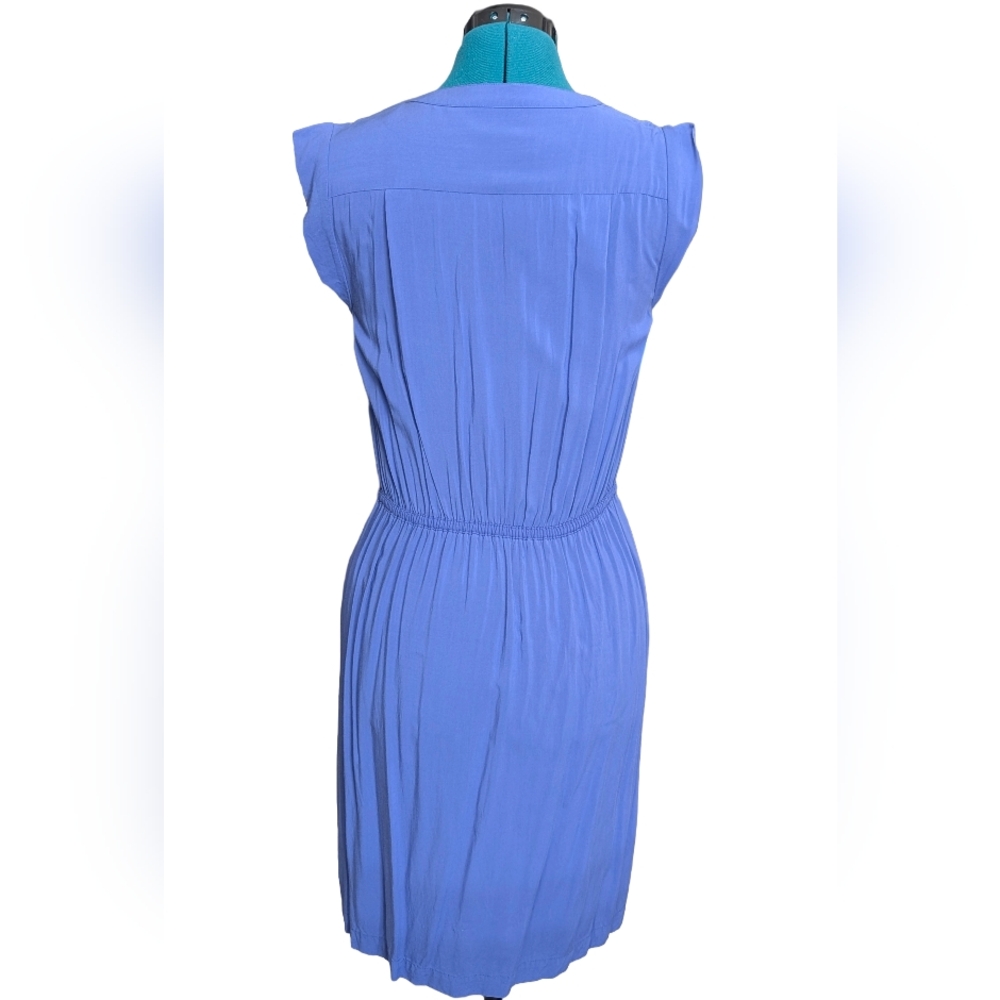 LOFT Button-Front Drawstring Periwinkle Shirt Dre… - image 2